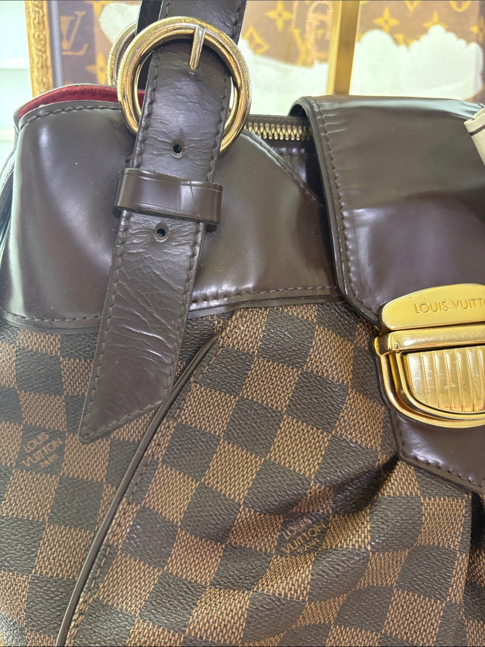 LOUIS VUITTON 🤎 Damier Ebene Sistina PM Shoulder Bag-W /LV duster/COA -EUC - Picture 14 of 16